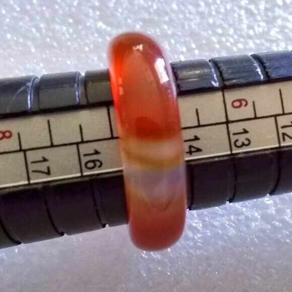 Apricot + Orange Bands ~ Agate Stone Band Size 7 ~ Friendship + Promise Rings - Picture 9 of 9